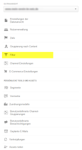 Google Analytics Filter Datenansicht